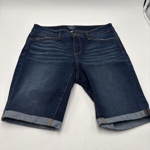 Time‎ And Tru Bermuda Shorts Women's Dark Blue Jean Denim Size 8 9in Inseam
